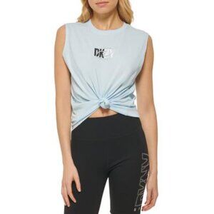 NWT DKNY Sport Women's Rhinestone Logo Boyfriend Tank Top Blue Size XL $50 6C082
